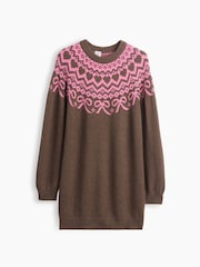 Gap Brown CashSoft Oversized Fair Isle Jumper Dress (4-13yrs) - Image 4 of 5