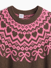 Gap Brown CashSoft Oversized Fair Isle Jumper Dress (4-13yrs) - Image 5 of 5