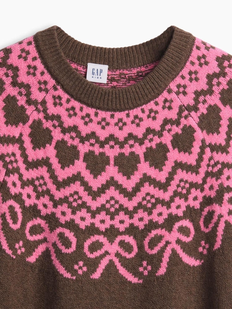 Gap Brown CashSoft Oversized Fair Isle Jumper Dress (4-13yrs) - Image 5 of 5 Gap Brown CashSoft Oversized Fair Isle Jumper Dress (4-13yrs) - Image 5 of 5