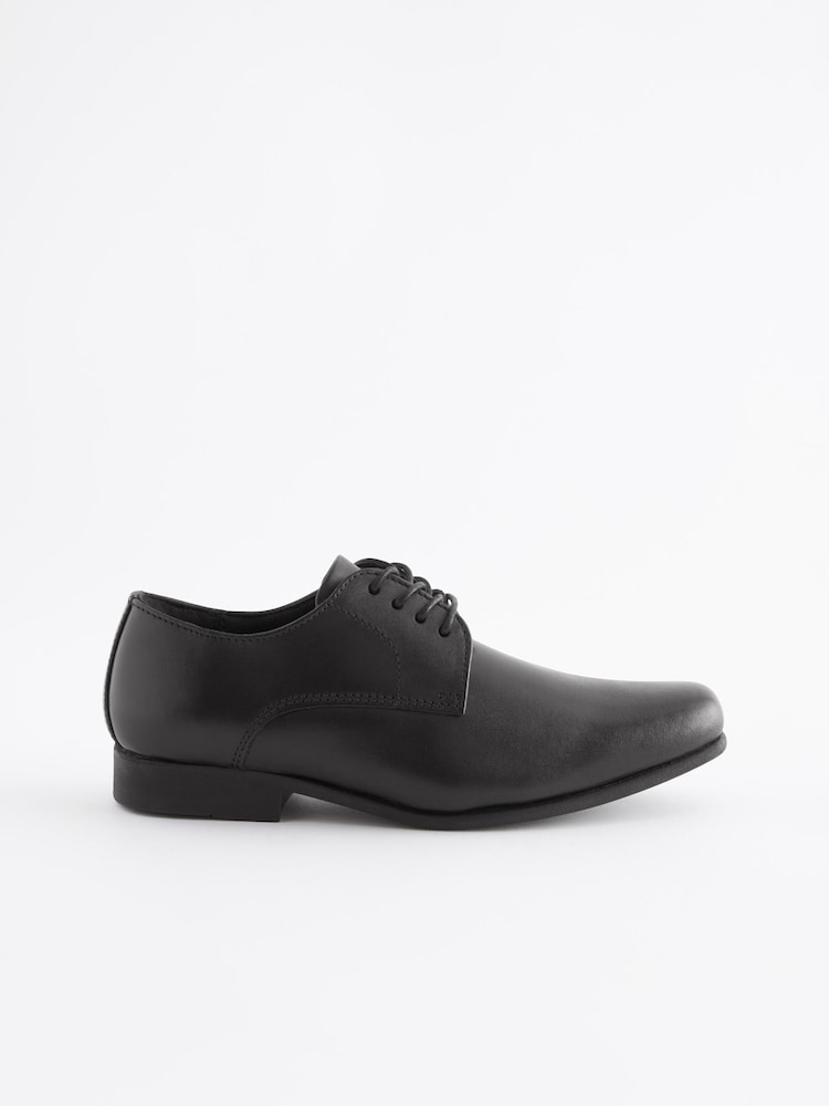 Black Standard Fit (F) School Leather Lace Up Shoes - Image 2 of 5