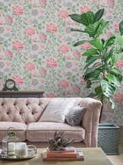 Laura Ashley Slate Grey Tapestry Floral 10M Wallpaper - Image 1 of 4