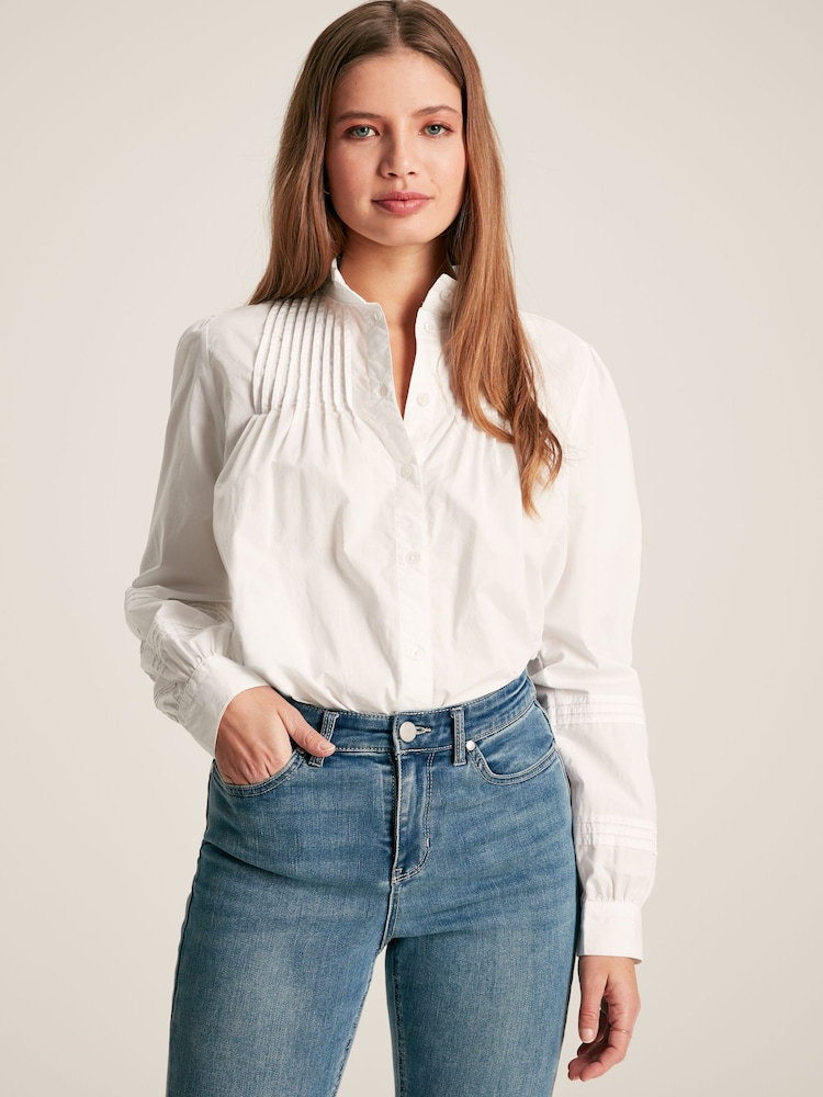 Joules Arabella Chalk White Pleated Blouse - Image 1 of 8