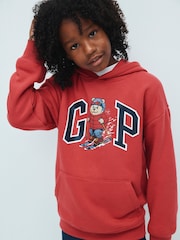 Gap Red Skiing Brannan Bear Relaxed Logo Hoodie (4-13yrs) - Image 1 of 4