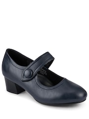 Pavers Blue Wide Fit Touch-Fasten Heeled Mary Janes - Image 2 of 5