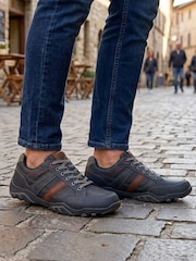 Pavers Blue Wide Fit Cushioned Rugged Lace Up Shoes - Image 1 of 6