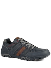 Pavers Blue Wide Fit Cushioned Rugged Lace Up Shoes - Image 4 of 6