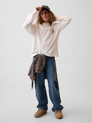 Gap White Pancake Heavyweight Oversized Graphic Long Sleeve T-Shirt (4-13yrs) - Image 3 of 5