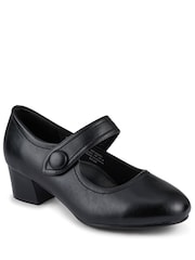 Pavers Black Wide Fit Touch-Fasten Heeled Mary Shoes - Image 1 of 5