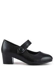 Pavers Black Wide Fit Touch-Fasten Heeled Mary Shoes - Image 3 of 5