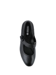 Pavers Black Wide Fit Touch-Fasten Heeled Mary Shoes - Image 4 of 5
