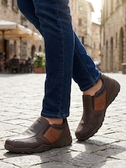 Pavers Brown Wide Fit Cushioned Slip On Shoes - Image 1 of 6