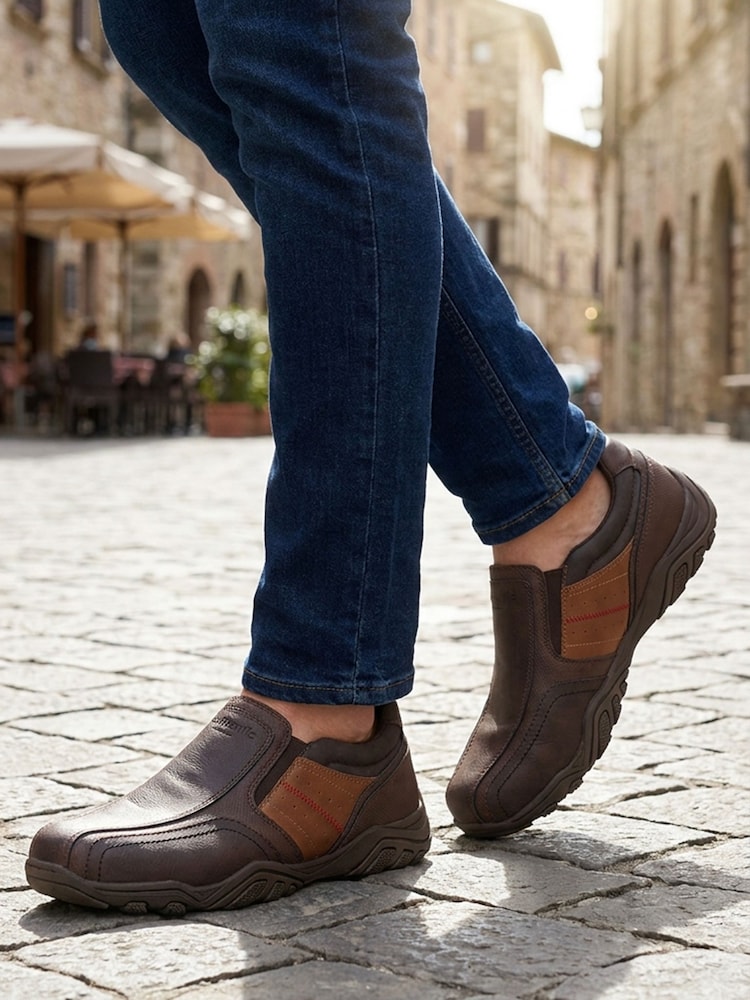 Pavers Brown Wide Fit Cushioned Slip On Shoes - Image 1 of 6
