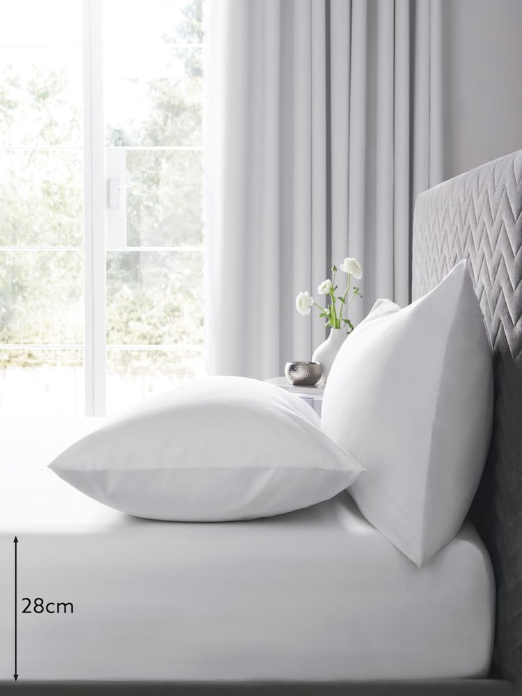 White Easy Care Polycotton Fitted Sheet - Image 3 of 4