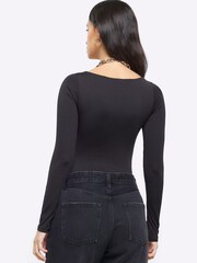 River Island Black Square Neck Bodysuit - Image 2 of 4