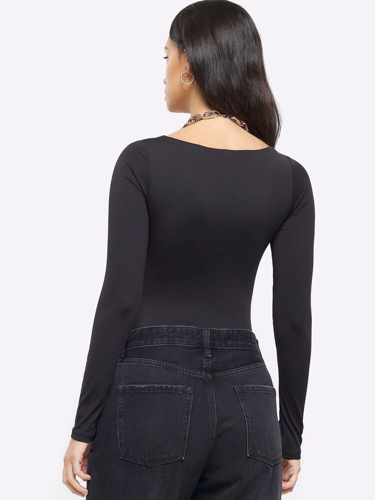 River Island Black Square Neck Bodysuit - Image 2 of 4