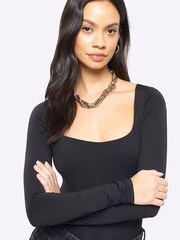 River Island Black Square Neck Bodysuit - Image 3 of 4