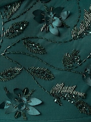 Adrianna Papell Green Bead Asymmetric Mesh Dress - Image 6 of 6