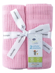 Silentnight 2 Pack Pink Safe Nights Traditional Cellular 100% Cotton Blankets - Image 4 of 4