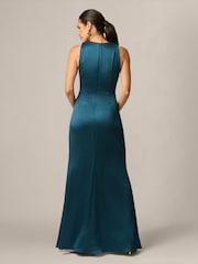 Adrianna Papell Blue Crinkle Satin Long Dress - Image 2 of 6