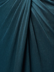 Adrianna Papell Blue Crinkle Satin Long Dress - Image 6 of 6