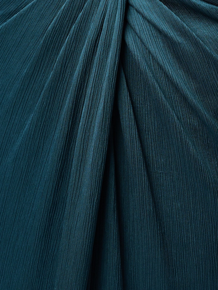 Adrianna Papell Blue Crinkle Satin Long Dress - Image 6 of 6