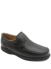 Pavers Black Wide Fit Smart Leather Slip On Shoes - Image 1 of 5
