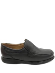 Pavers Black Wide Fit Smart Leather Slip On Shoes - Image 2 of 5