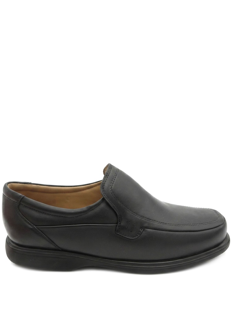 Pavers Black Wide Fit Smart Leather Slip On Shoes - Image 2 of 5