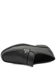 Pavers Black Wide Fit Smart Leather Saddle Strap Loafers - Image 3 of 5