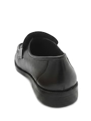 Pavers Black Wide Fit Smart Leather Saddle Strap Loafers - Image 4 of 5