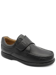Pavers Black Wide Fit Smart Leather Adjustable Fasten Shoes - Image 1 of 5