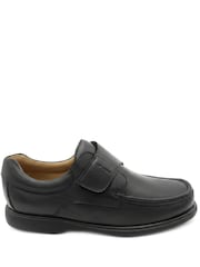 Pavers Black Wide Fit Smart Leather Adjustable Fasten Shoes - Image 2 of 5