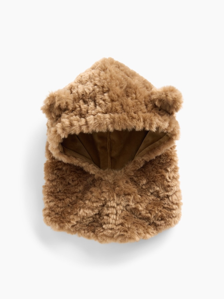 Gap Brown Sherpa Bear Snood Hat - Image 1 of 2