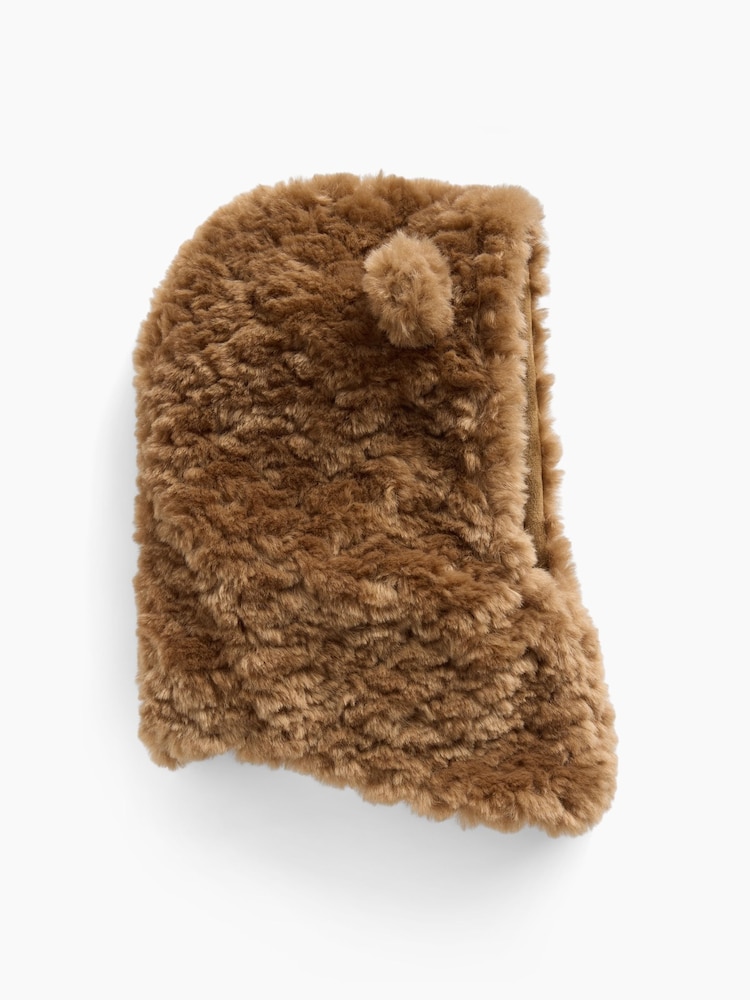 Gap Brown Sherpa Bear Snood Hat - Image 2 of 2
