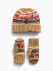 Bēšs - Gap Fair Isle cepures un dūraiņu komplekts - Attēls 2 no 2