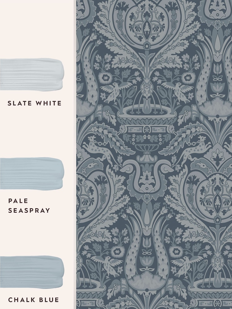 Laura Ashley Seaspray Heraldic Damask 10M Wallpaper - Image 4 of 4