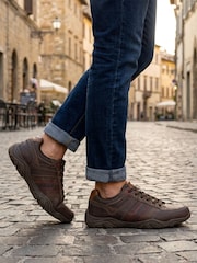 Pavers Brown Wide Fit Cushioned Rugged Lace Up Shoes - Image 1 of 6