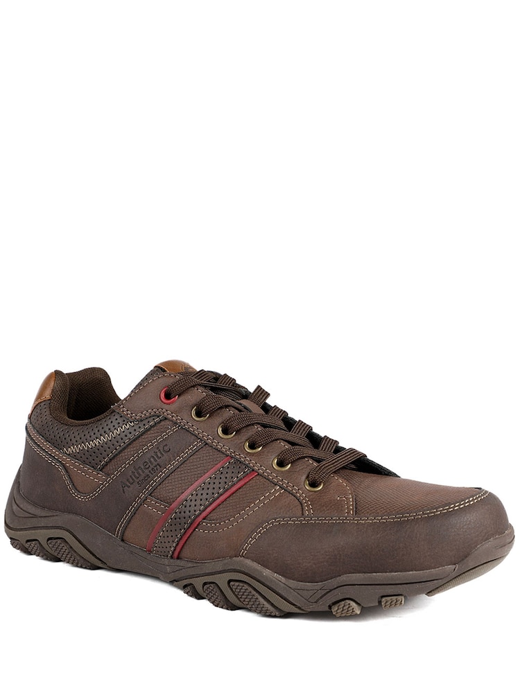 Pavers Brown Wide Fit Cushioned Rugged Lace Up Shoes - Image 2 of 6