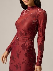 Adrianna Papell Brown Velvet Burnout Midi Dress - Image 5 of 6