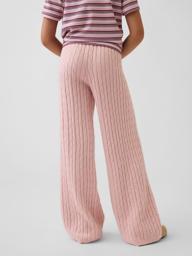 Buy Gap Pink CashSoft Cable-Knit Wide-Leg Trousers (4-13yrs) from Next ...