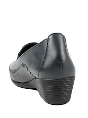 Pavers Navy Blue Leather Wedge Loafers - Image 4 of 6