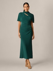 Adrianna Papell Green Matte Jersey Ankle Dress - Image 1 of 6