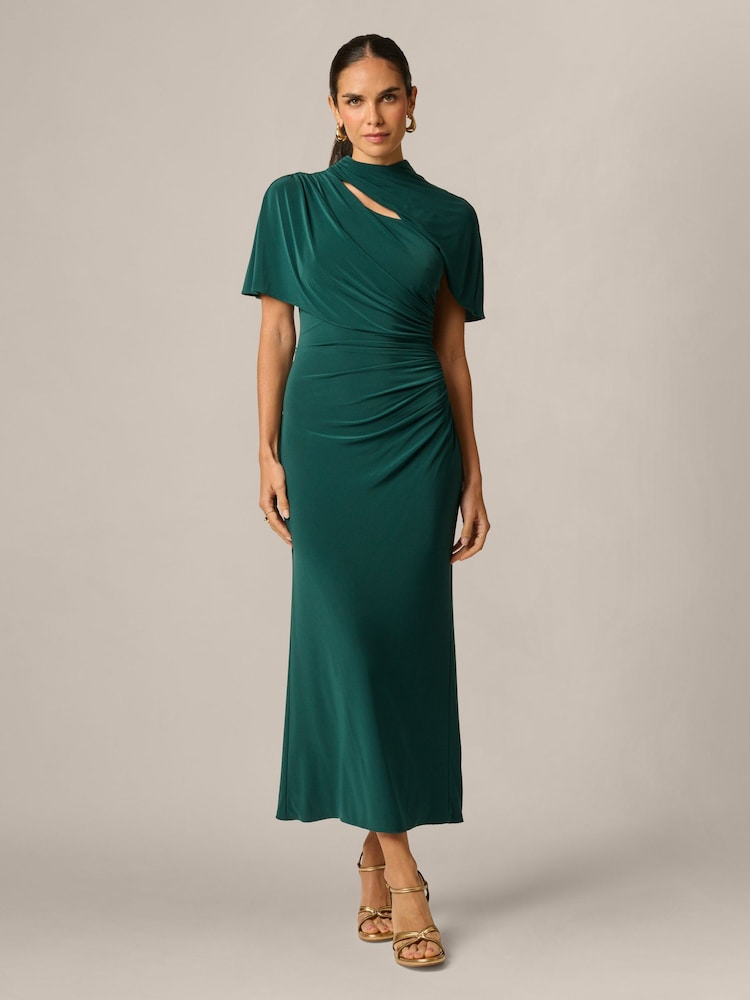 Adrianna Papell Green Matte Jersey Ankle Dress - Image 1 of 6 Adrianna Papell Green Matte Jersey Ankle Dress - Image 1 of 6