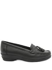 Pavers Black Smart Leather Tasselled Moccasins - Image 2 of 6