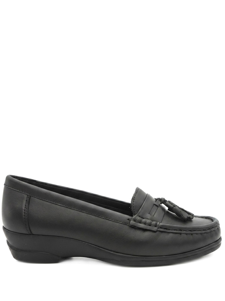 Pavers Black Smart Leather Tasselled Moccasins - Image 2 of 6