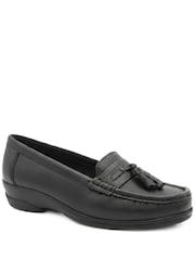 Pavers Black Smart Leather Tasselled Moccasins - Image 5 of 6