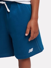 New Balance Teal Blue Logo French Terry Shorts - Image 4 of 8