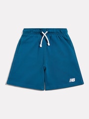 New Balance Teal Blue Logo French Terry Shorts - Image 6 of 8