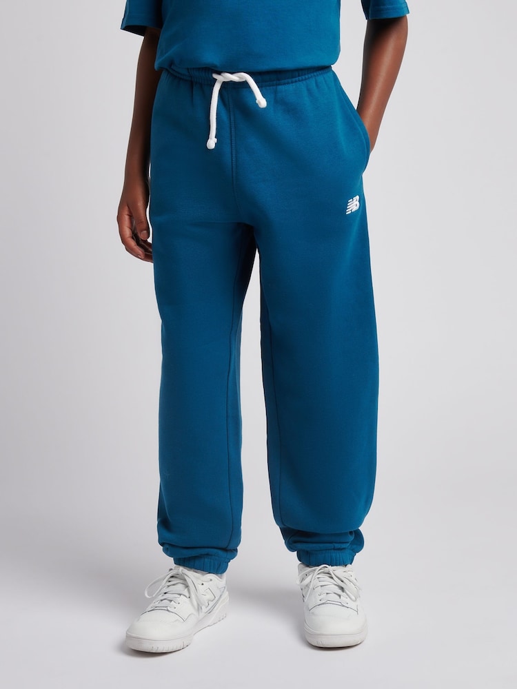 New Balance Teal Blue Small Brush Back Logo Joggers - Image 1 of 8 New Balance Teal Blue Small Brush Back Logo Joggers - Image 1 of 8