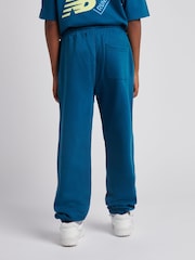New Balance Teal Blue Small Brush Back Logo Joggers - Image 3 of 8